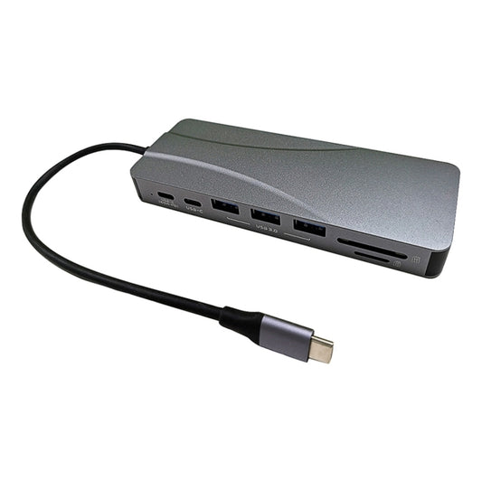 Adaptateur de concentrateur Rocketek HC451 Type-C vers PD 60W + HDMI 4K + DP + RJ45 100M 14 en 1