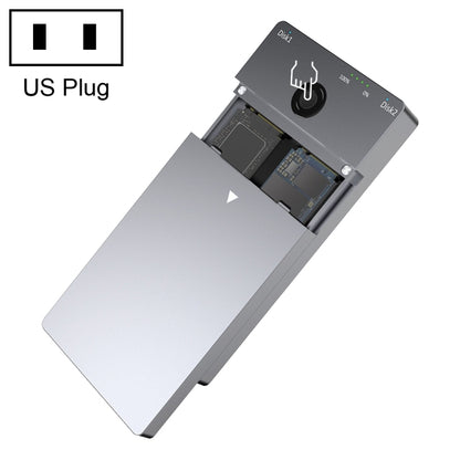 Rocketek ME921 USB3.1 Gen2 Dual M.2 Solid State Drive Box NVMe Docking Station, US Plug, US Plug