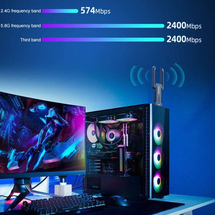 COMFAST 972AX 5400Mbps WiFi6 Free Drive USB Wireless Network Card, CF-972AX