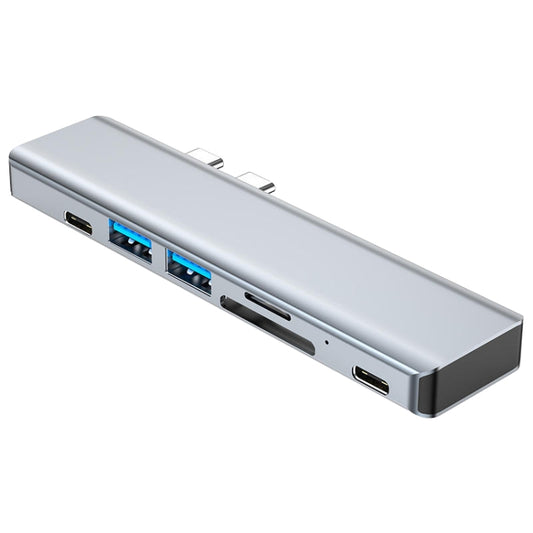 BYL-2101 Adaptateur de Hub de Station d'Accueil USB Dual USB-C / Type-C 7 en 1, BYL-2101