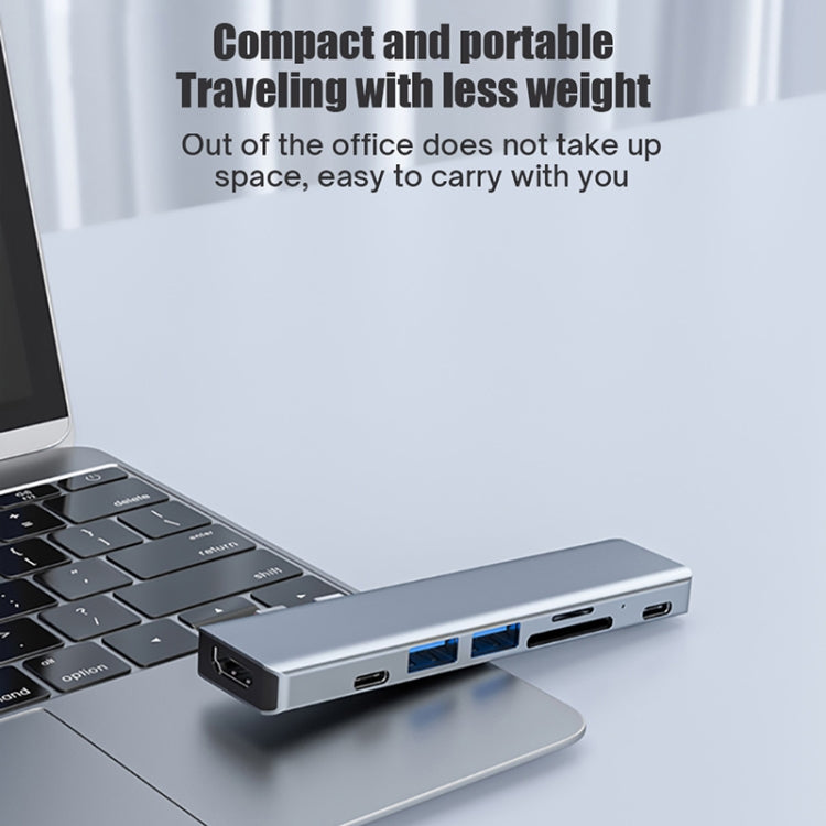 BYL-2101 7 in 1 Dual USB-C / Type-C to USB Docking Station HUB Adapter, BYL-2101