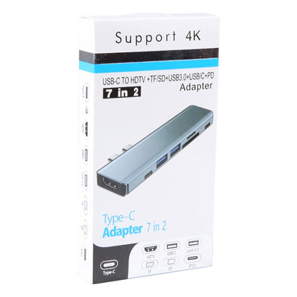 BYL-2101 7 in 1 Dual USB-C / Type-C to USB Docking Station HUB Adapter, BYL-2101