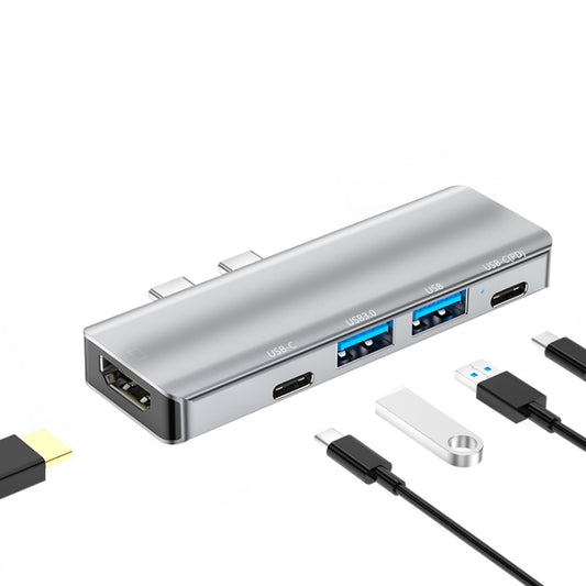 YG-2102 Adaptateur HUB Station d'Accueil USB 5 en 1 double USB-C / Type-C, YG-2102