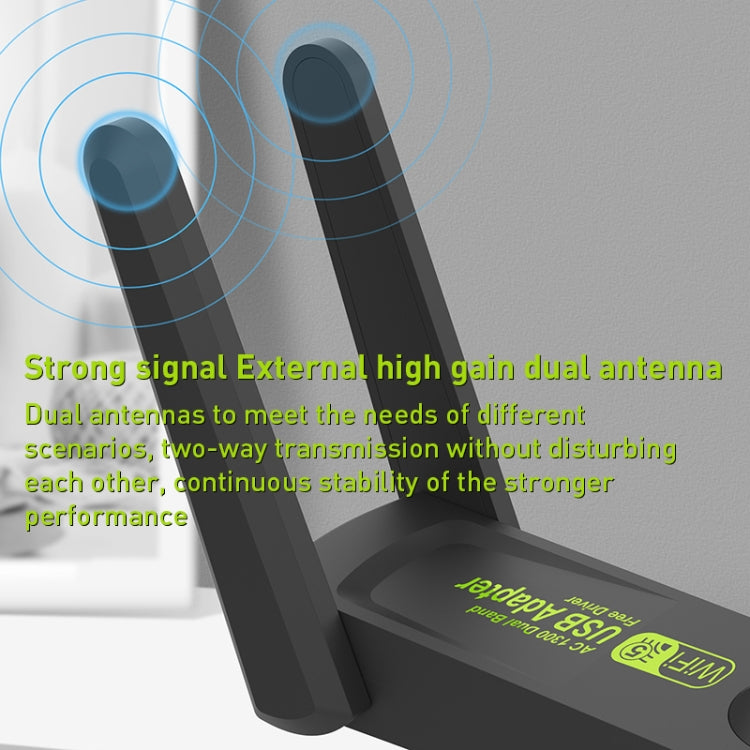 1300Mbps Dual Frequency USB Network Adapter WiFi Transmitter Receiver, 1203