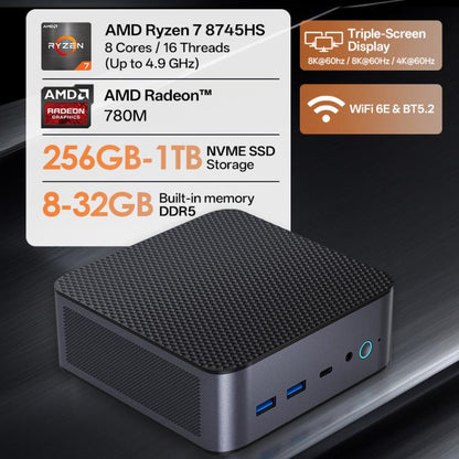 GXMO H90 Pro Windows 11 Mini PC, AMD Ryzen 7 8745HS Octa Core Processor, EU Plug