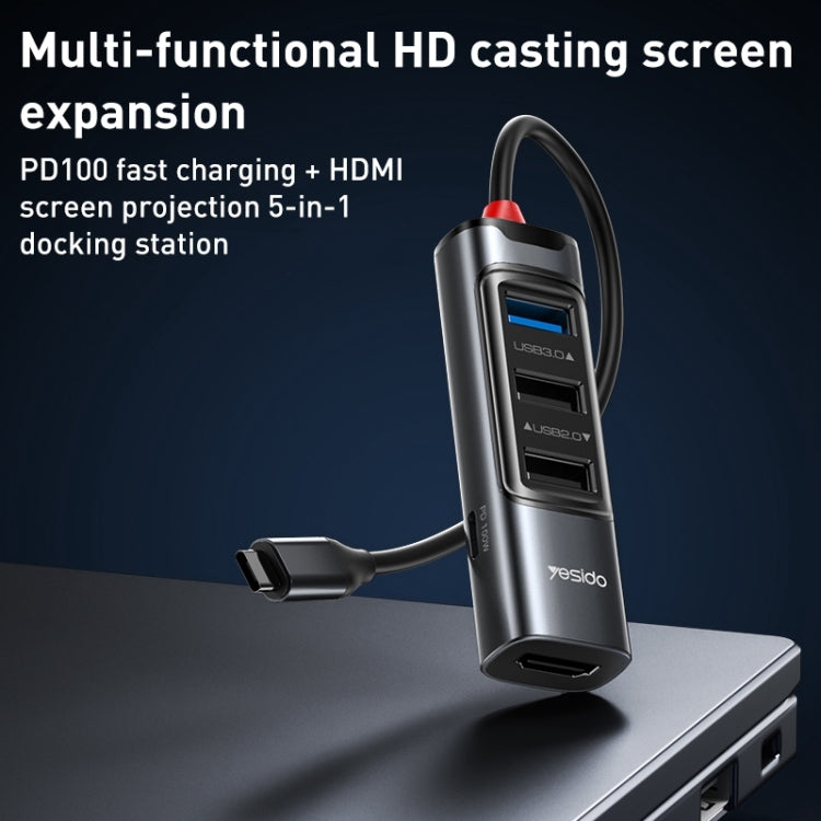 Yesido HB22 5 in 1 USB-C / Type-C Multifunction Docking Station HUB Adapter, HB22