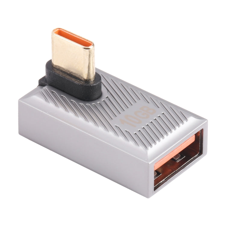 USB-C / Type-C Male to USB Female 10 Gbps 90 Degree Middle Bend Charging Adapter, Type-C Male to USB Female Middle Bend