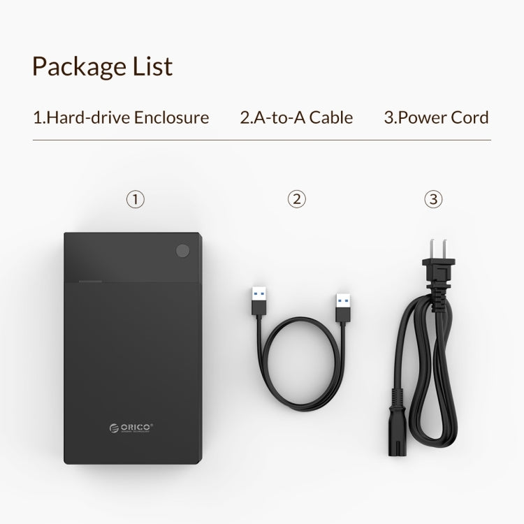 ORICO 3599U3 2.5 / 3.5 inch Portable USB3.0 Hard-Drive Enclosure, US Plug, US Plug