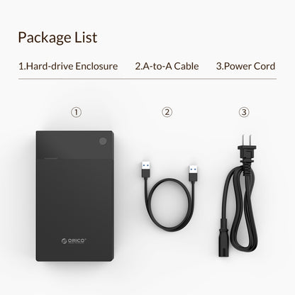 ORICO 3599U3 2.5 / 3.5 inch Portable USB3.0 Hard-Drive Enclosure, US Plug, US Plug
