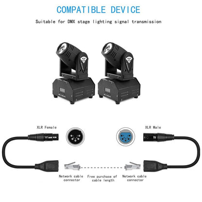 3-pin XLR Female to 2 x RJ45 Female Ethernet LAN Network Extension Cable, Cable Length: 30cm, 3-pin XLR Female to 2 x RJ45 Female