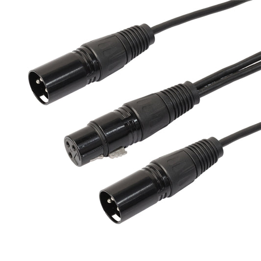 30cm 3 Pin XLR CANNON 1 Female to 2 Male Audio Connector Adapter Cable for Microphone / Audio Equipment, 1 Female to 2 Male Black