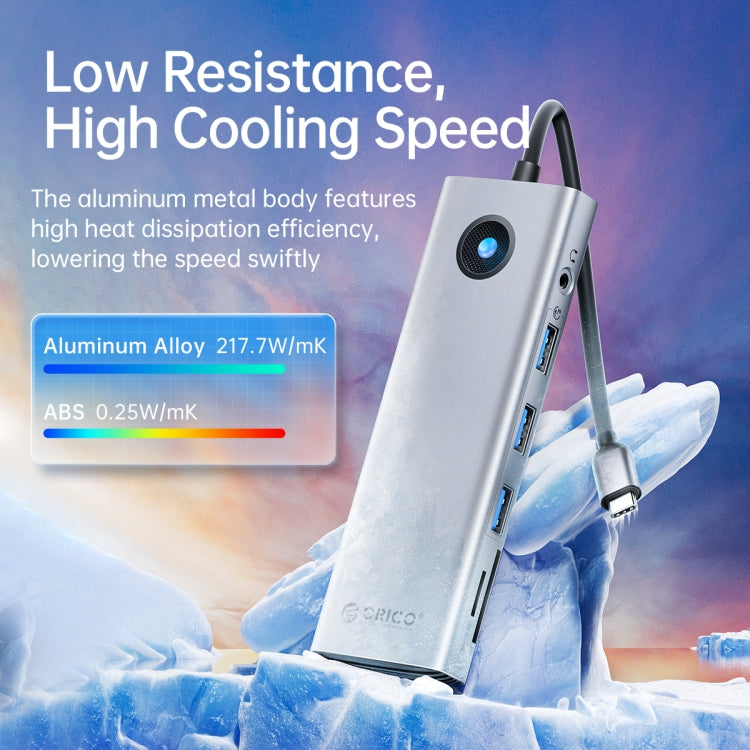 ORICO PW11-8PM Type-C / USB-C 8-in-1 5Gbps Multifunction Docking Station Card Reader, PW11-8PM