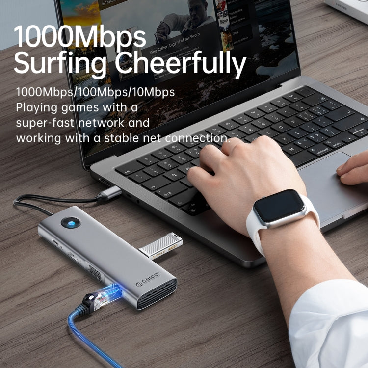 ORICO PW11-8PM Type-C / USB-C 8-in-1 5Gbps Multifunction Docking Station Card Reader, PW11-8PM