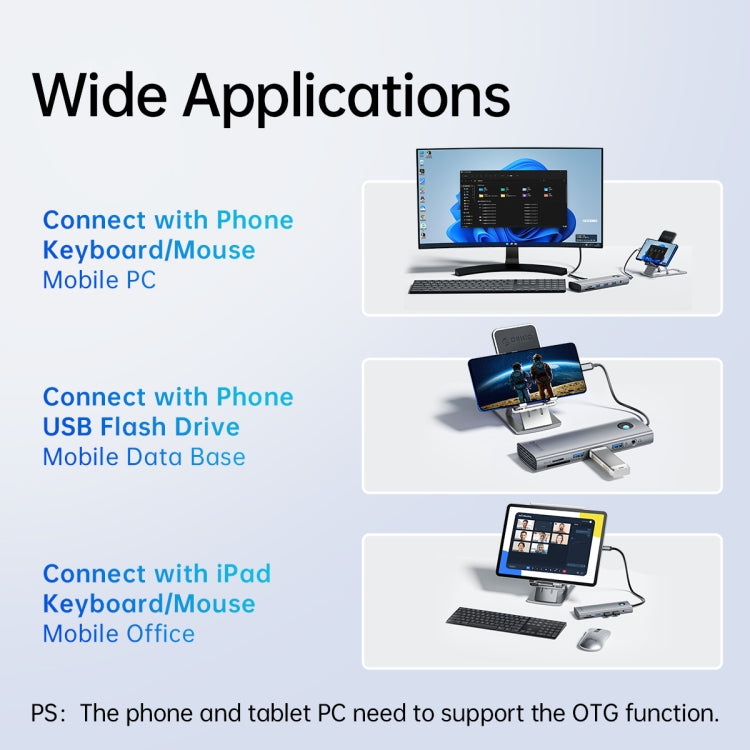 ORICO PW11-9P Type-C / USB-C 8-in-1 5Gbps Multifunction Docking Station, PW11-9P
