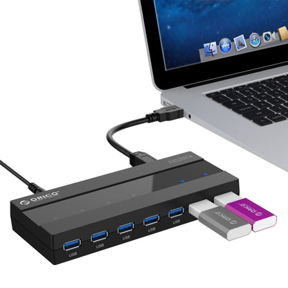 ORICO H727RK-U3 ABS High Speed 7 Ports USB 3.0 HUB with 12V Power Adapter for Laptops / Smartphones, H727RK-U3