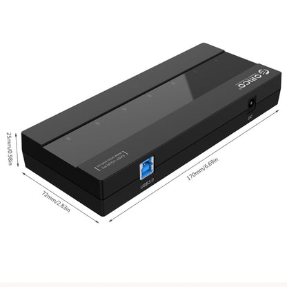 ORICO H727RK-U3 ABS High Speed 7 Ports USB 3.0 HUB with 12V Power Adapter for Laptops / Smartphones, H727RK-U3
