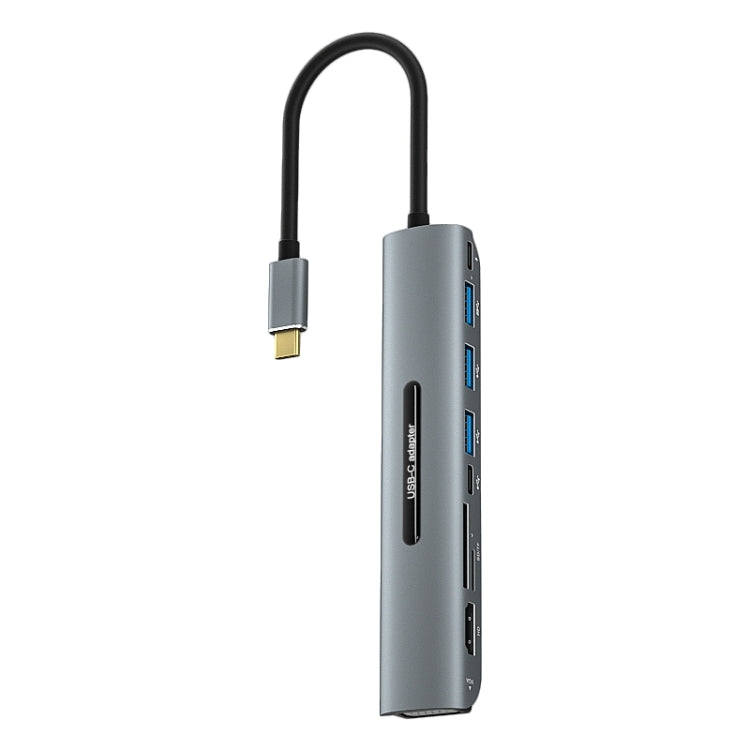 V216 9 in 1 USB-C / Type-C to PD + 3 x USB 3.0 + USB-C / Type-C + SD + TF + HDMI + VGA HUB Adapter, V216