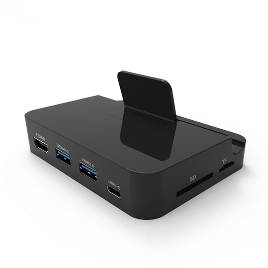 9138 Hub multifonctionnel 6-en-1 USB-C / Type-C vers HDMI 4K + 2 x USB 3.0 + Type-C + lecteur de cartes SD / TF avec support