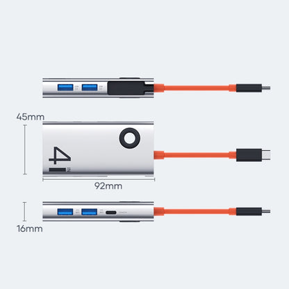 ROCK TR25 4 in 1 USB-C / Type-C to USB 3.0x4 Portable Multifunctional HUB Docking Station, TR25
