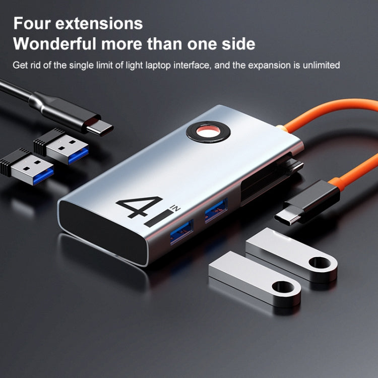 ROCK TR25 4 in 1 USB-C / Type-C to USB 3.0x4 Portable Multifunctional HUB Docking Station, TR25
