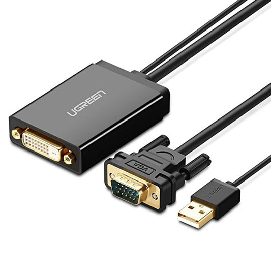 Câble adaptateur UGREEN MM119 VGA vers DVI (24+1) mâle vers femelle, Full HD 1080P, pour ordinateur, PC, ordinateur portable, téléviseur HD, projecteur, carte graphique DVD et autres appareils compatibles VGA/DVI, longueur du câble : 50 cm