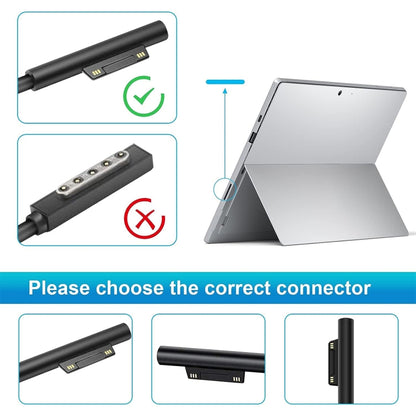 For Microsoft Surface Pro 7 / 7 Plus / 8 / 9 / X & Laptop 3 / 4 / 5 65W Laptop Power Adapter, EU Plug, UK Plug, US Plug