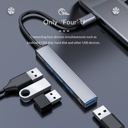 ORICO-AH-13-GY-BP USB 3.0 x 1 + USB 2.0 x 3 to USB-C / Type-C HUB Adapter, AH-13