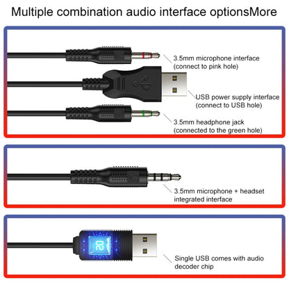 YINDIAO Q3 USB Wired E-sports Gaming Headset with Mic & RGB Light, Cable Length: 1.67m