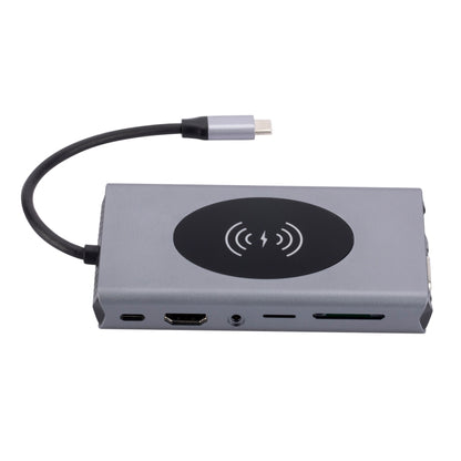 1093 13 in 1 USB HUB Type-C Docking Station with Wireless Charger Function, 1093
