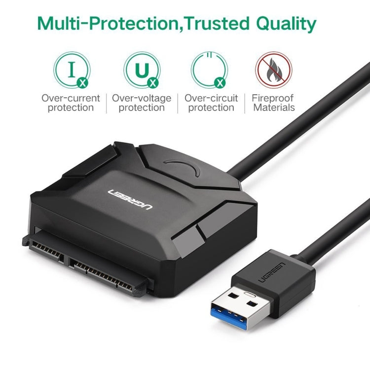 UGREEN USB 3.0 to SATA Adapter Cable Converter for 2.5 / 3.5 inch Hard Drive Disk HDD and SSD, Support UASP SATA 3.0, USB 3.0 to SATA
