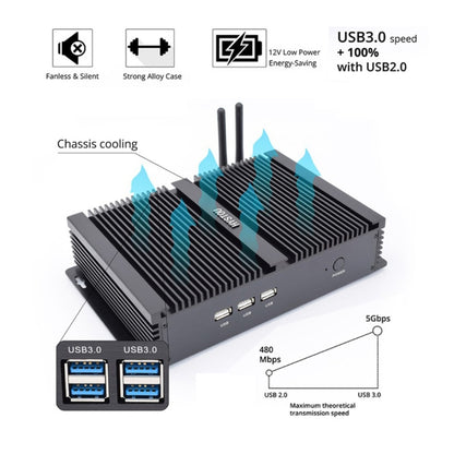 HYSTOU FMP04 i5 7200U Mini PC, Intel Core i5 7200U Processor Dual Core up to 3.1GHz, RAM: 4GB, ROM: 128GB, Support Windows 7 / 8 / 10 / Linux OS