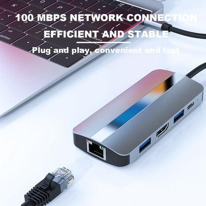 BYL-2205 8 in 1 USB-C / Type-C to USB Multifunctional Docking Station HUB Adapter, BYL-2205