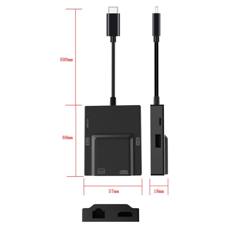 NK-3057HDMI 5 in 1 USB-C / Type-C Multifunctional Converter Docking Station HUB Adapter, NK-3057HDMI