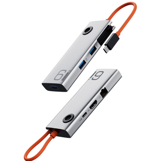 ROCK TR28 HDMI 4K Gigabit Network PD Quick Charger 6 in 1 USB 3.0 HUB, TR28 6  in 1 HUB
