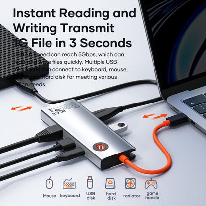 ROCK TR28 HDMI 4K Gigabit Network PD Quick Charger 6 in 1 USB 3.0 HUB, TR28 6  in 1 HUB