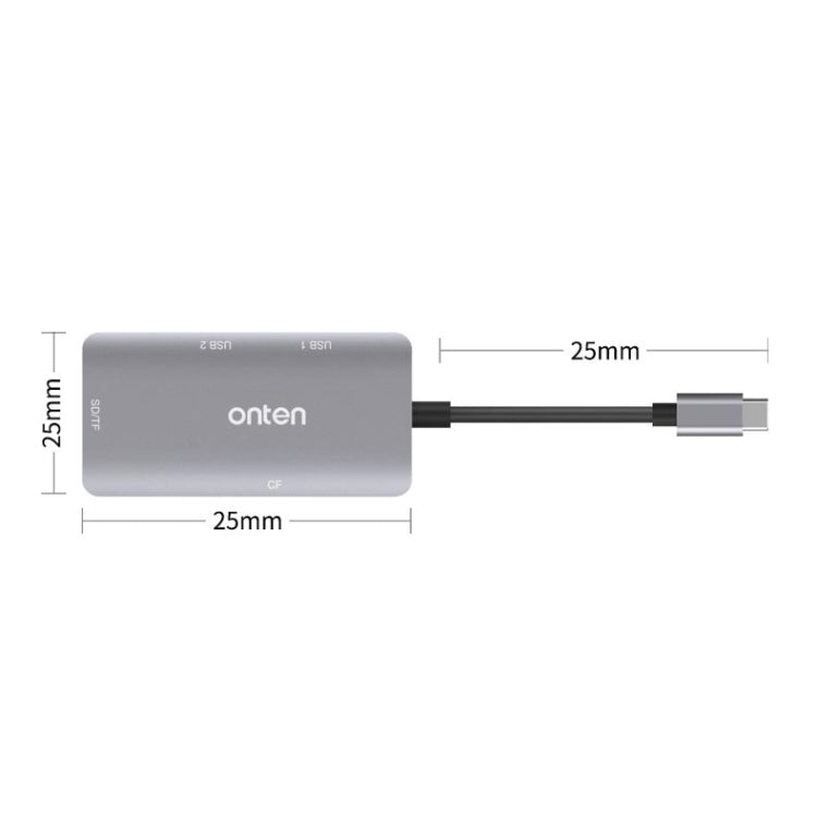 Onten 91882 5 In 1 USB3.0 x3 + SD + TF + CF Type-C / USB-C OTG Multi-function Card Reader