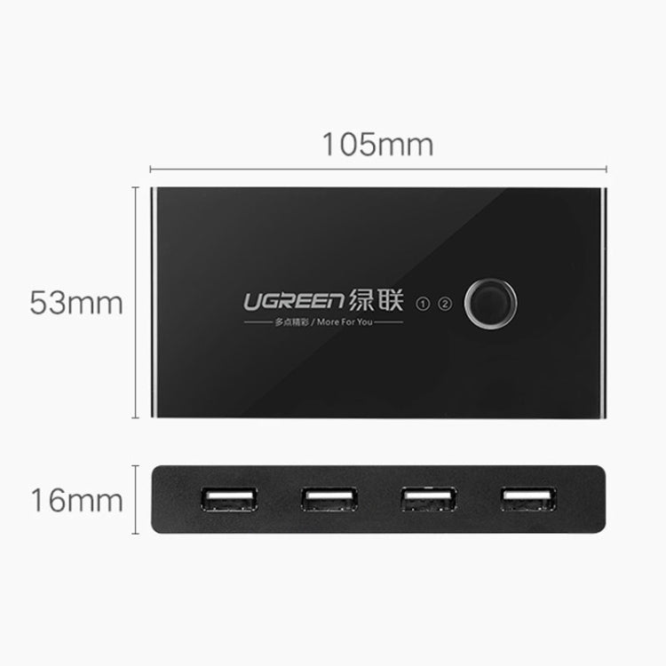 Ugreen USB Switch Selector 2 USB Ports Sharing 4 USB Ports Switcher Adapter for Mouse, Keyboard, Printer, US216