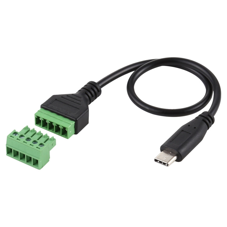 USB-C / Type-C Male to 5 Pin Pluggable Terminals Solder-free USB Connector Solderless Connection Adapter Cable, Length: 30cm, Type-C Male