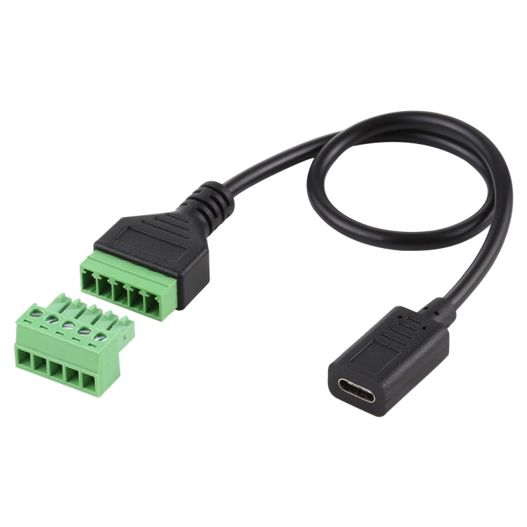 USB-C / Type-C Female to 5 Pin Pluggable Terminals Solder-free USB Connector Solderless Connection Adapter Cable, Length: 30cm, Type-C Female