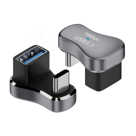 140W 20Gbps USB-C / Type-C Male to USB Female U-shaped Elbow Charging Adapter, Type-C Male to USB Female