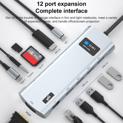 V261A 12 in 1 Elbow USB-C/Type-C to USB Digital Display Docking Station HUB Adapter, V261A