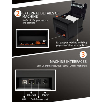 ZJ-8360 USB Auto-cutter 80mm Thermal Receipt Printer, ZJ-8360 USB