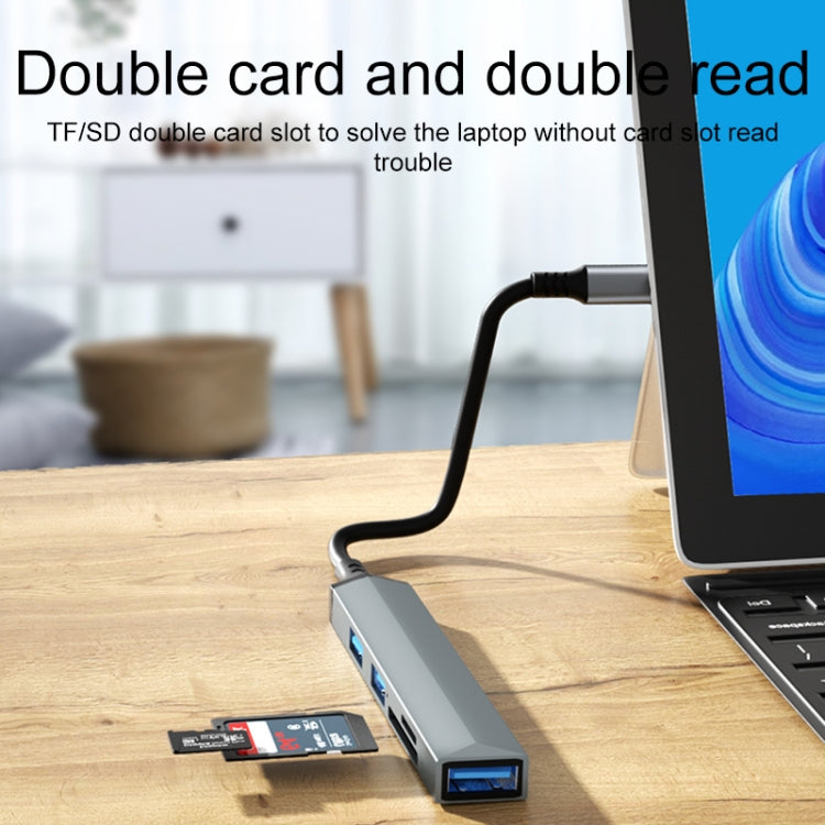 V253 5 in 1 USB-C/Type-C to USB Multifunctional Docking Station HUB Adapter, V253