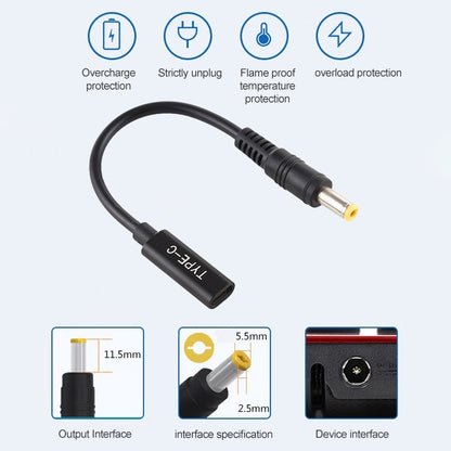 DP USB-C / Type-C to 5.5 x 2.5mm Power Adapter Charger Cable, 5.5 x 2.5mm