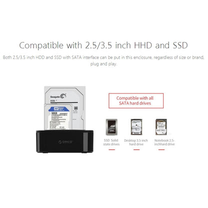 ORICO 6228US3 2.5 / 3.5 inch SATA HDD / SSD 2 Bay USB 3.0 Hard Drive Dock, 1 to 1 Clone 2 Bays without Copy