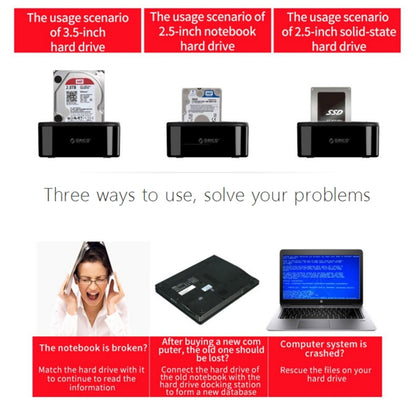 ORICO 6228US3 2.5 / 3.5 inch SATA HDD / SSD 2 Bay USB 3.0 Hard Drive Dock, 1 to 1 Clone 2 Bays without Copy