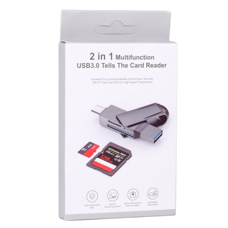 Lecteur de cartes multifonction USB-C / Type-C vers USB 3.0 2-en-1, Type-C vers USB 3.0
