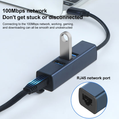 RDS 6307-3 USB-C / Type-C to USB3.0 + Dual USB2.0 + RJ45 4 in 1 HUB Adapter, 6307-3