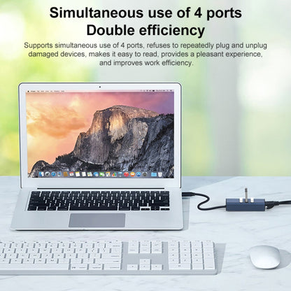 RDS 6307-3 USB-C / Type-C to USB3.0 + Dual USB2.0 + RJ45 4 in 1 HUB Adapter, 6307-3