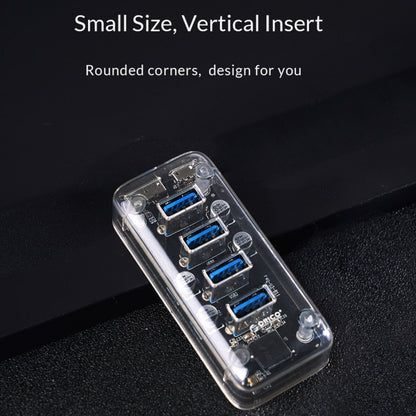 ORICO F4U 4 x USB 3.0 Ports 5Gbps Fast Transmission Desktop HUB with Blue LED Indicator Light, 4 Ports